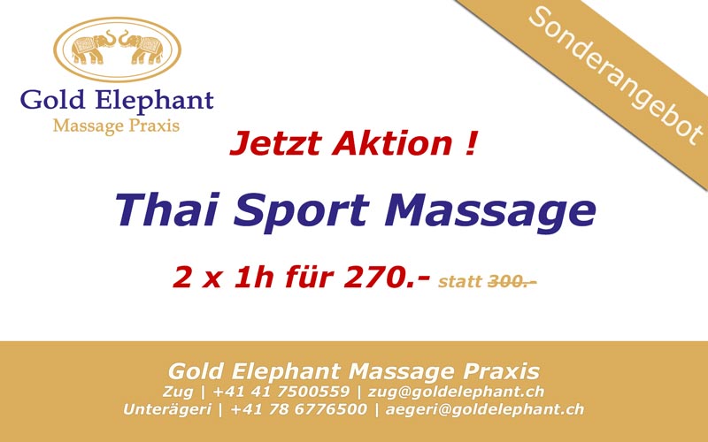 Gold Elephant - Neuigkeit - Aktion - 2x1h Thai Sport Massage